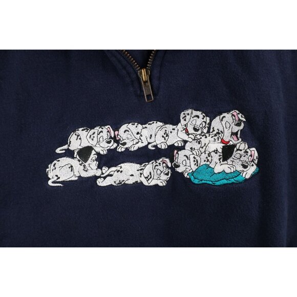 Vtg 90s Disney Womens Large Faded 101 Dalmatians Half Zip Pullover Sweatshirt - Picture 4 of 12